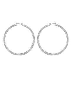 Серьги-кольца большого размера, украшенные стразами GUESS, Silver