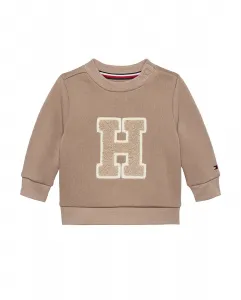 Свитшот для мальчика с текстурированным логотипом спереди Tommy Hilfiger, песочный