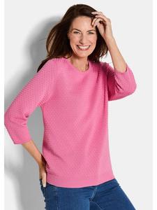 Вязаный свитер с короткими рукавами, хлопковый свитер с текстурой розового цвета. GOLDNER