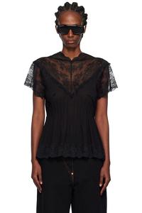 Pushbutton Черный кружевной топ с вытачками
