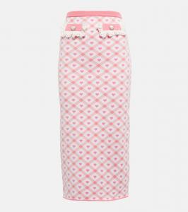 Проверенная жаккардовая миди-юбка Alessandra Rich, Light Pink-White