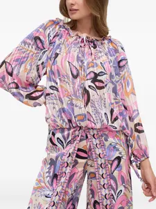 Блузка с оборками и цветочным принтом Marciano, розовый