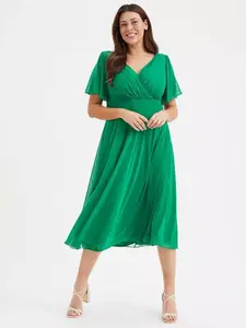 Платье Scarlett & Jo Victoria Angel Sleeve Midi, зеленый