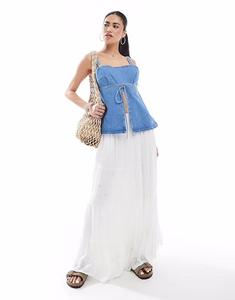 ONLY фактурная юбка макси белого цвета