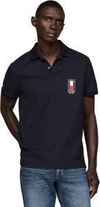 Мужские поло Tommy Hilfiger с коротким рукавом, классического кроя, эластичные, с вертикальным логотипом, Desert Sky