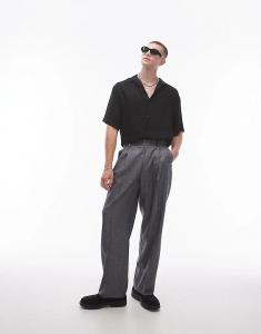 Широкие брюки с перекрестными карманами серого цвета Topman