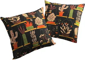 Вирт декоративная подушка "Дуб", чехол без наполнителя, 2 шт Wirth 50х50 см, черный/терракотовый