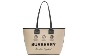 Хлопковая сумка-шоппер с кожаными вставками, через плечо, маленькая, женская, цвета хаки Burberry