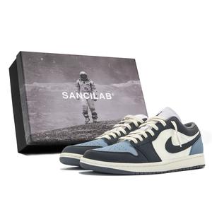 Jordan Баскетбольные кроссовки Air 1 с низким верхом, износостойкие, винтажные, унисекс, черно-синие