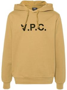 A.P.C. толстовка с капюшоном из хлопка с логотипом, зеленый