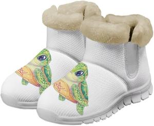 Женские зимние снежные ботинки Jeiento с меховой подкладкой, теплые и уютные ботильоны, уличные с низким каблуком, утолщенные с утепленной фланелевой подкладкой, Cartoon Turtle