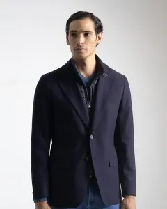 Мужской пиджак с узкой посадкой, съемный воротник, темно-синего цвета PuroEgo