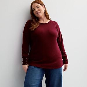 Уютный свитер-пуловер с вафельной вязкой Plus size Sonoma Goods For Life, Red Silk