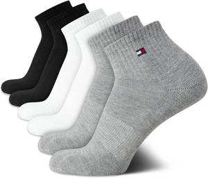 Мужские носки Tommy Hilfiger Quarter, 6 пар, мягкие, до щиколотки, дышащие, спортивные (размер 7-12), Grey/White/Black