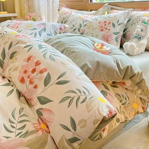 LUOLAI HOME Постельное белье, 3 предмета, простыня, 150x200 см, 100% чесаный хлопок, летний цветочный принт