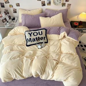 Yalu Пододеяльник 200х230 см из молочного вельвета, утепленный, двойной микс цветов Milkshake Yellow и Lavender Purple