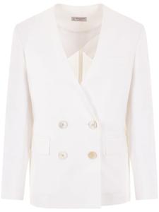 Alberto Biani двубортный блейзер без воротника, белый