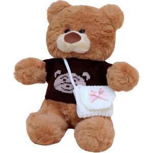 Плюшевая кукла медвежонок в свитере с рюкзаком высотой 30 см GUAIGUAIXIONG, Brown+Coffee Nose[Backpack Bear]