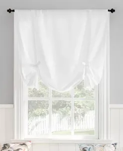 Полупрозрачная штора Noah с текстурой из меланжа, с карманом на штанге, с завязками на окнах No. 918, white