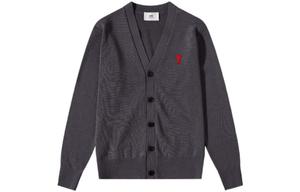 Ами Париж Ами Де Кёр Кардиган с Вышитым Логотипом и Пуговицами AMIPARIS, Дымчато-серый