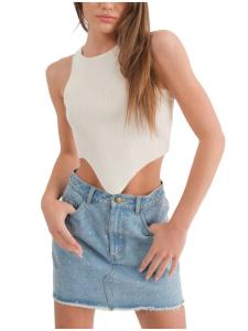 Мини-юбка со стразами из стираного денима Pretty Garbage