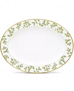 Овальное блюдо с падубом и ягодами Noritake, green