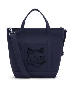 Синяя холщовая сумка через плечо на молнии Maison Kitsunã, синий