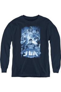 Футболка с длинным рукавом Justice League of America Burst Youth Gildan, темно-синий