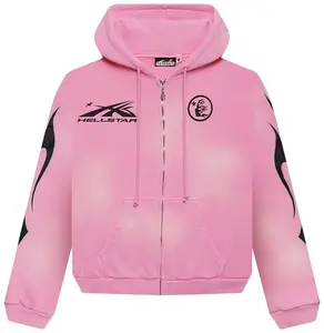 Худи Hellstar Sports Flame Zip Up Hoodie 'Pink', розовый