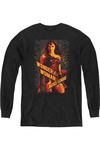 Футболка с длинным рукавом для подростков "Чудо-женщина" из фильма "Лига справедливости" Gildan, черный