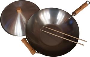 Сковородка для вок Taylor & Ng Wok с крышкой и палочками 35 см, стальной