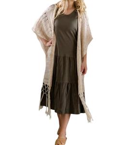 Вязаный крючком свитер с бахромой в натуральном цвете KORI, цвет natural