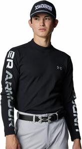 Мужская футболка-поло для гольфа Under Armour UA Drive Waffle с длинным рукавом и воротником-стойкой, черный