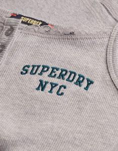 Топ на бретельках Superdry Athletic essentials с вышитыми пуговицами серого меланжевого цвета
