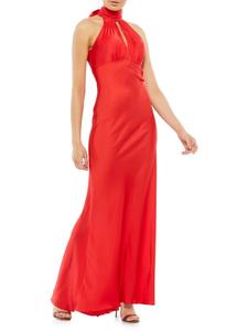 Платье с воротником-стойкой и вырезом в виде замочной скважины Mac Duggal, красный