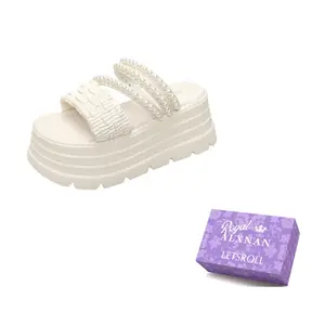 Alxnan Женские тапочки-шлёпанцы с коробкой Экрю, цвет Ecru