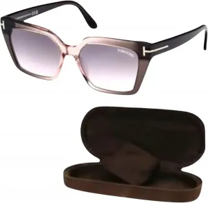 Солнцезащитные очки Tom Ford FT1030 WINONA в форме «кошачий глаз» + комплект с набором для чистки очков eSHADES, Grey/Gradient | Brown Mirror Lens