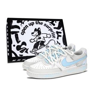 Nike Кроссовки Court Vision 1 Letter, износостойкие, низкие, для скейтбординга, унисекс, светло-голубые