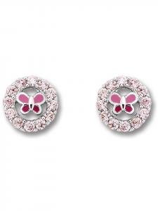 ONE ELEMENT Серьги-гвоздики в виде бабочек с цирконием, из серебра 925 пробы