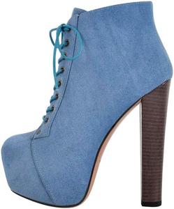 Женские ботильоны Richealnana на платформе с массивным каблуком, шнуровкой и ремешками, Blue