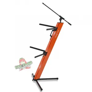 Стойка для клавишных (2 уровня) с адаптером для микрофонной штанги от FAT TOAD | Профессиональная двойная сдвижная колонна для электронного пианино для вертушки, диджейского аудооборудования и студийного синтезатора