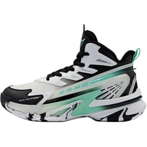 QIAODAN Скользостойкие износостойкие кроссовки для баскетбола Mid top для детей Black/Smart Green для подростков