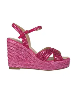 Плетеные туфли на танкетке с жемчугом Alma En Pena, розовый