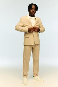 Костюмные брюки из льняной ткани H&M, бежевый