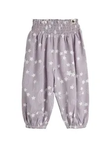 Брюки с эффектом сборки и звездным принтом Mini Rodini, фиолетовый