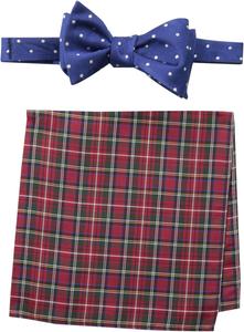 Мужской комплект из галстука-бабочки и платка-нагрудника Tommy Hilfiger Royal Stewart в горошек, Blue