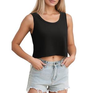 Женский кроп-топ летний свободный майка-топ casual безрукавка basic туник Athlechic, Black