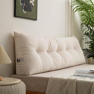 Generic Клиновидная подушка для чтения в кровать с поддержкой спины и съемным чехлом White