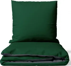 Постельное белье 155x220 см, хлопок, сатин класса люкс 300 тк, гостиничное качество, темно-зеленое, шелковистое, простое в уходе, двустороннее, с застежкой-молнией leonado vicenti