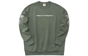 Li-Ning Толстовка Li Ning мужская зеленая с круглым вырезом умеренно свободного кроя